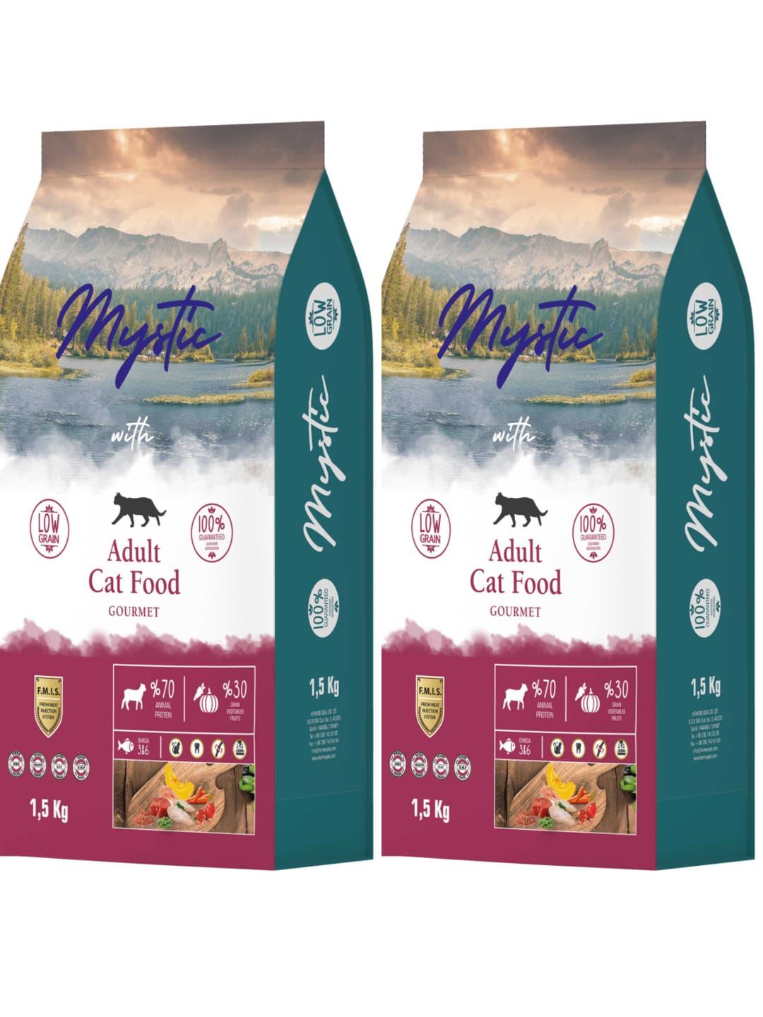 MYSTİC AZ TAHIL YETİŞ. KEDİ MAMASI GURME 1,5 KG X 2 (3 Kg) özel paketleme