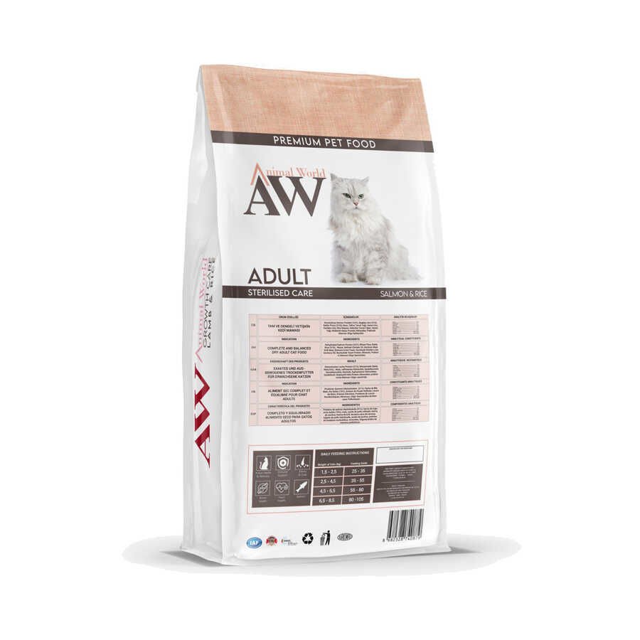 Animal World Sterilised Somonlu Kısırlaştırılmış Kedi Maması 15 kg