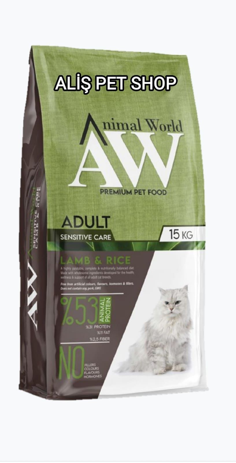 ANİMAL%20WORLD%20Kuzu%20Etli%20Pirinçli%20Yetişkin%20Kedi%20Maması%2015%20Kg