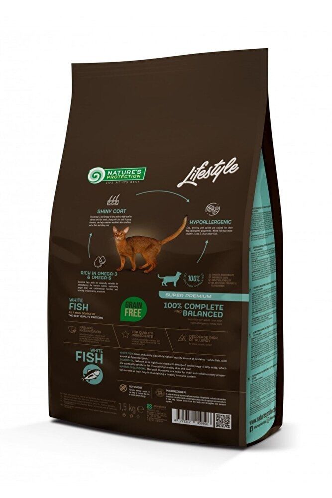 Nature’s Protection Beyaz Balıklı Yetişkin Kedi Maması 1,5 Kg