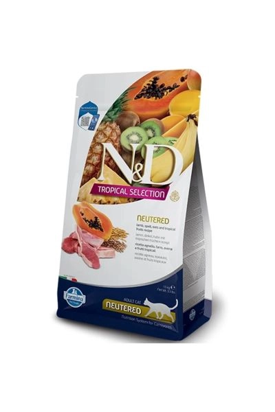 N&D Tropical Selection Kuzu Etli ve Tropikal Meyveli Kısırlaştırılmış Kedi Maması 1,5kg