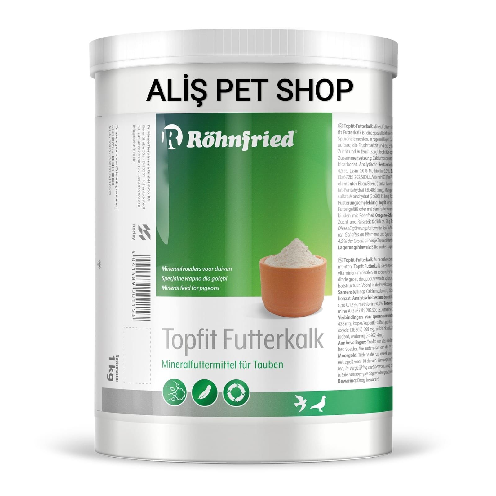 Röhnfried Topfit Futterkalk Zengin İçerikli Vitamin Mineral 1 Kg