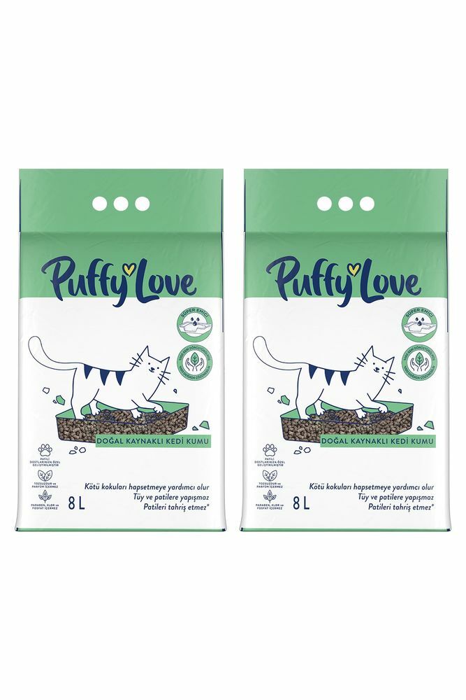 Puffy Love Hayvan Dostu Doğal Kaynaklı Kedi Kumu 8 Lt X2 Adet