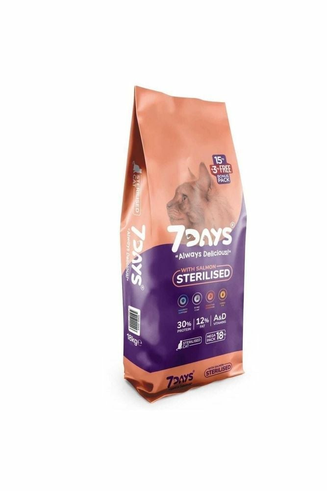 7 Days Balık Etli Kısırlaştırılmış Kedi Maması 18 Kg
