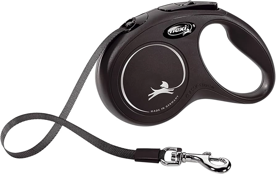 Flexi New Classic Otomatik Şerit Köpek Gezdirme Kayışı 5m (Siyah) [S]