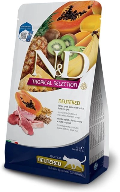N&D Tropical Selection Kuzu Etli ve Tropikal Meyveli Kısırlaştırılmış Kedi Maması 10kg