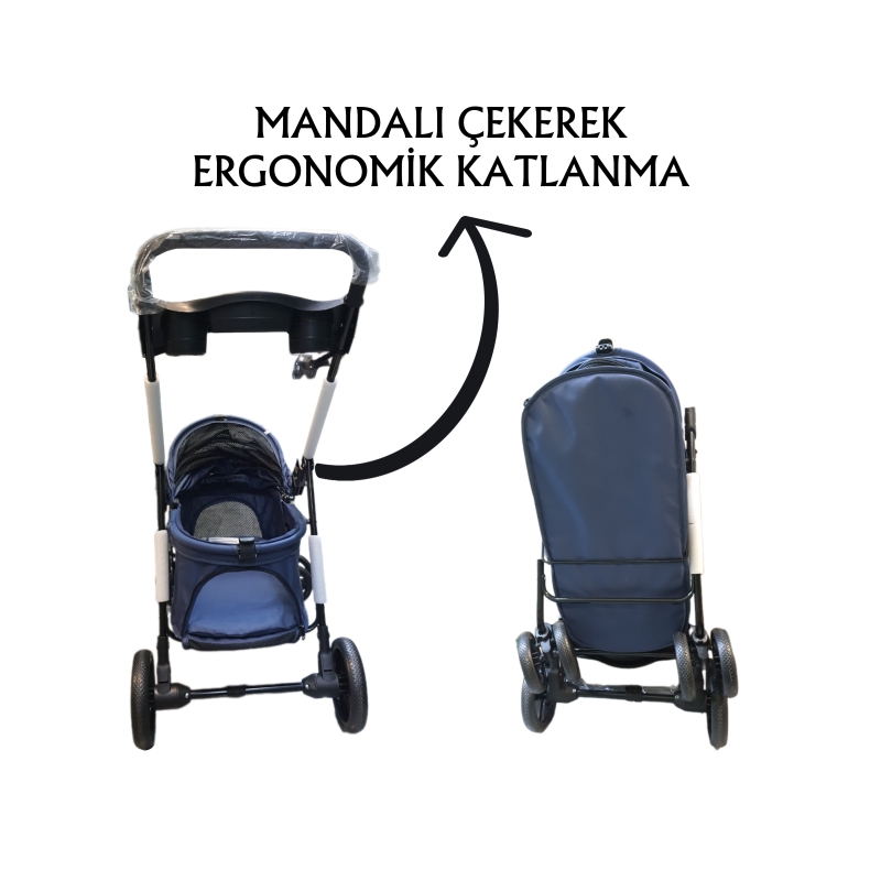 Tommy Evcil Hayvan Arabası 85x46x91cm Lacivert Max 15 Kg