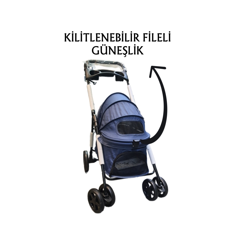 Tommy Evcil Hayvan Arabası 85x46x91cm Lacivert Max 15 Kg