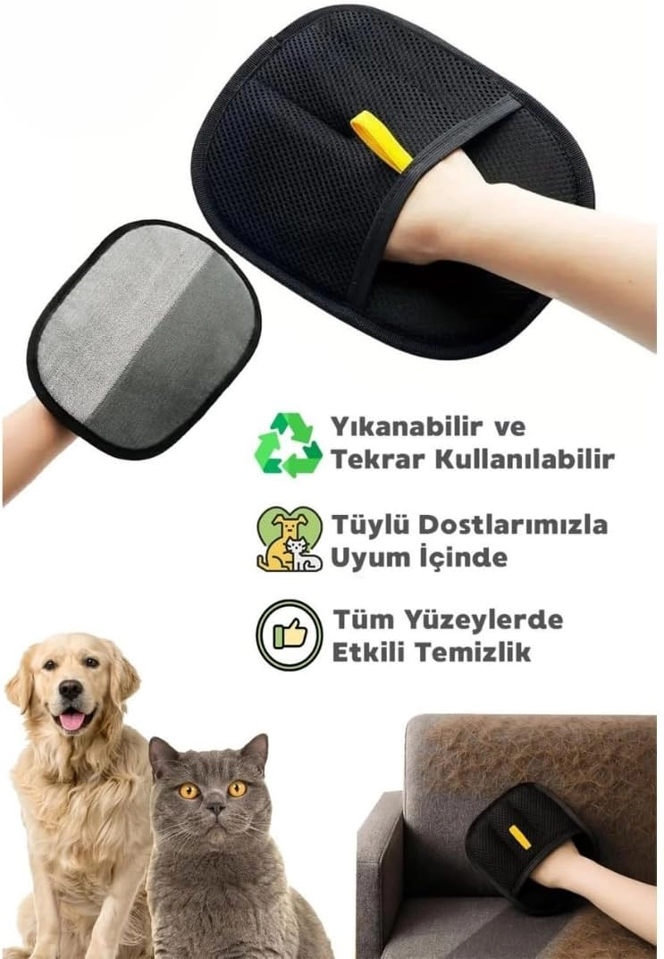 Kedi Köpek Tüy Toplayıcı Çift Taraflı Statik Eldiveni Giysi Halı Elbise Mobilya için Statik Tüy Temizleme Eldiven Kolay ve Pratik