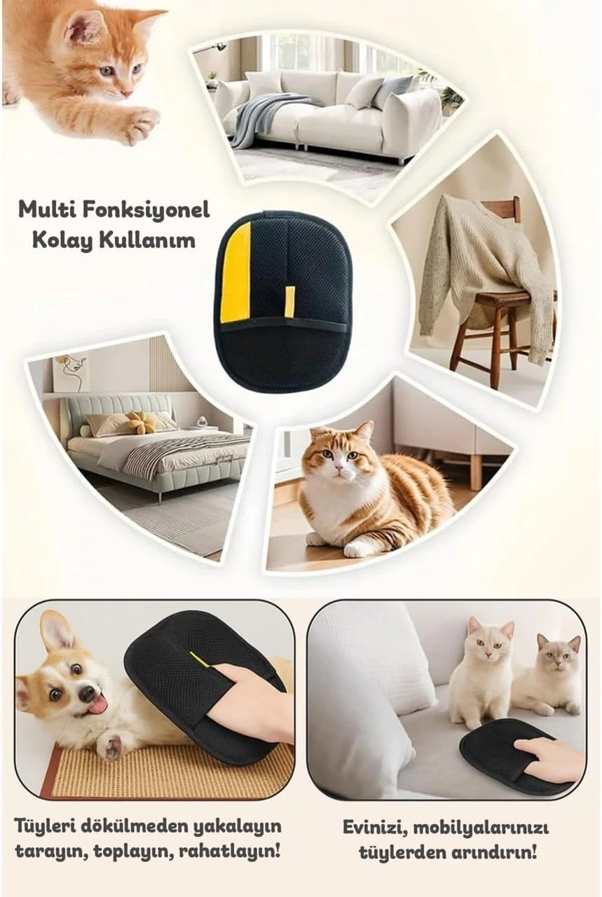 Kedi Köpek Tüy Toplayıcı Çift Taraflı Statik Eldiveni Giysi Halı Elbise Mobilya için Statik Tüy Temizleme Eldiven Kolay ve Pratik