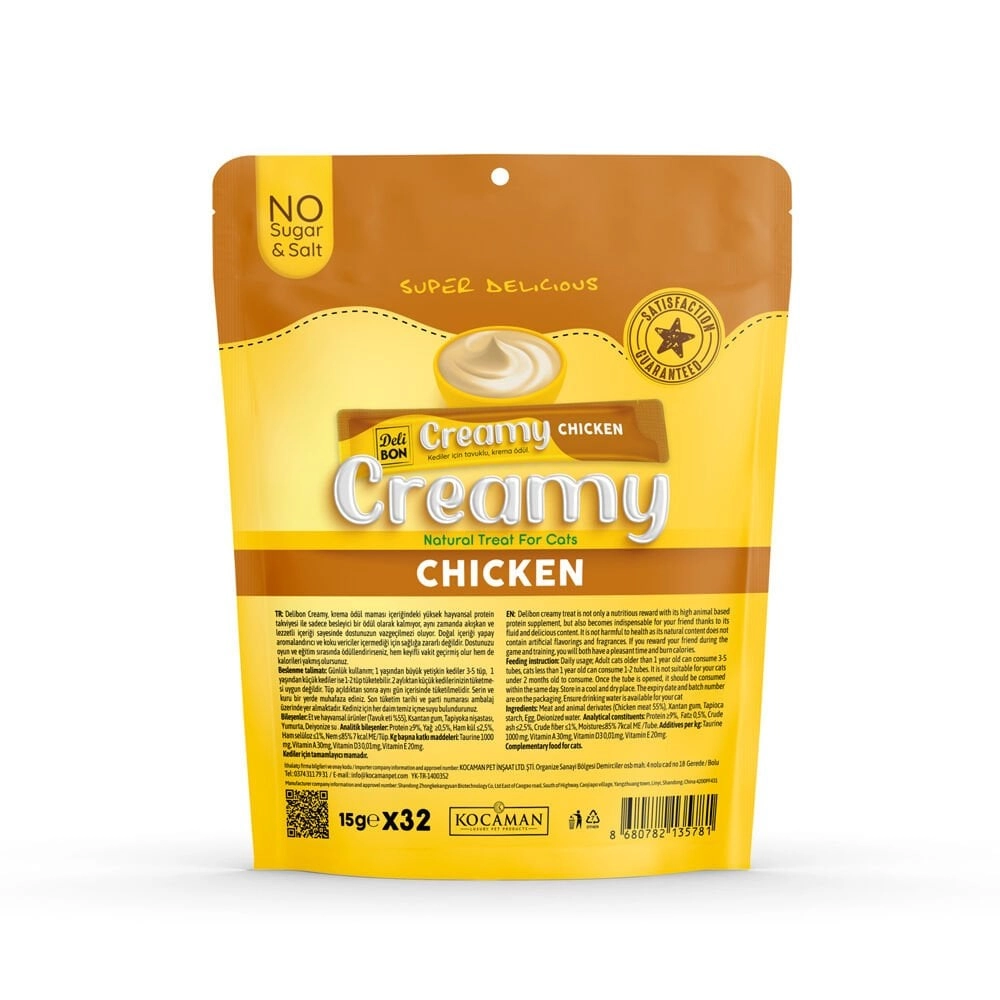 Delibon Creamy Tavuklu Sıvı Kedi Ödül Maması 32x15gr