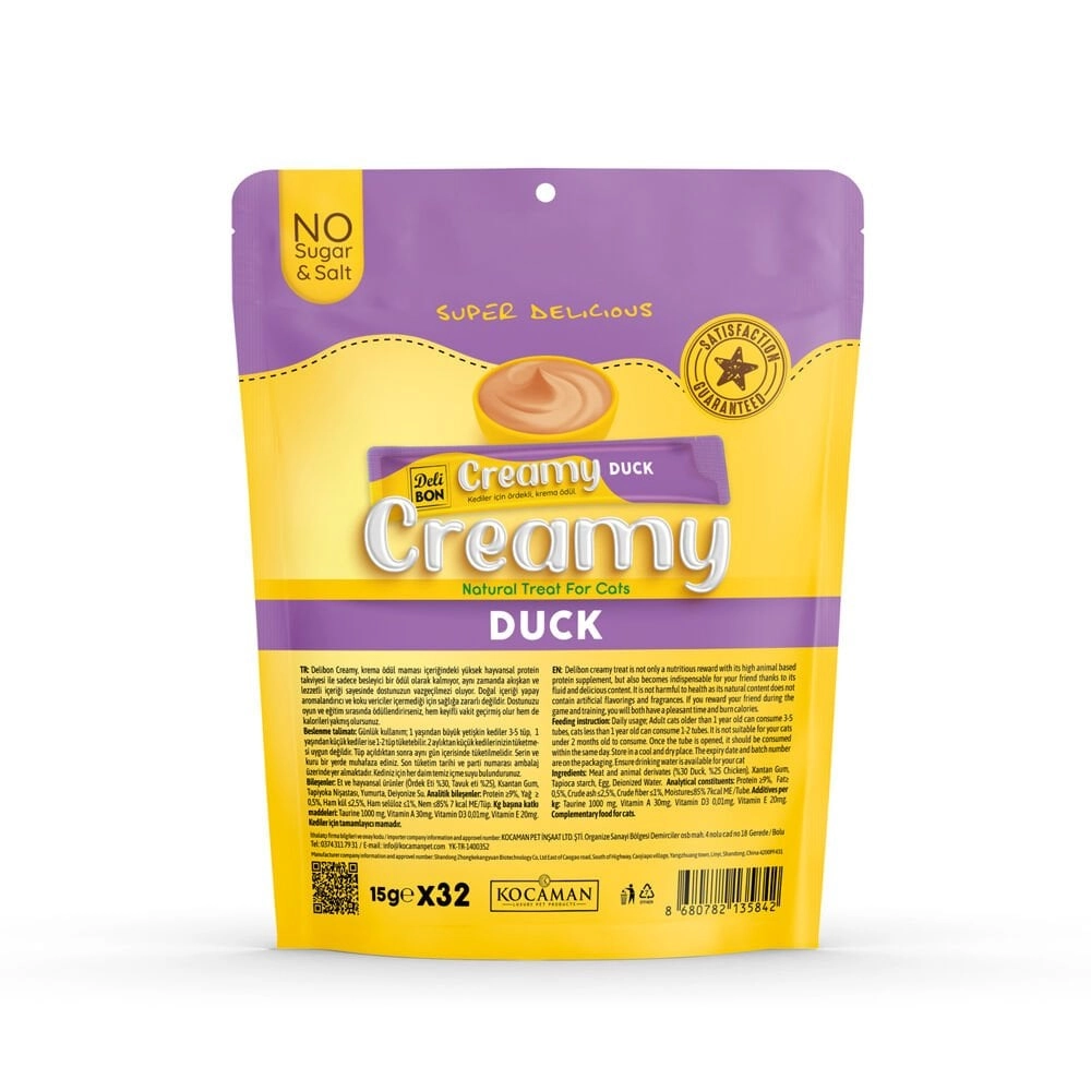 Delibon Creamy Ördekli Sıvı Kedi Ödül Maması 32x15gr