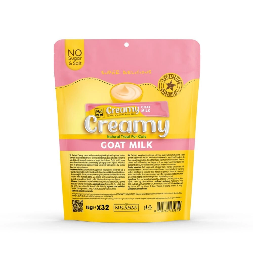 Delibon Creamy Keçi Sütlü Sıvı Kedi Ödül Maması 32x15gr