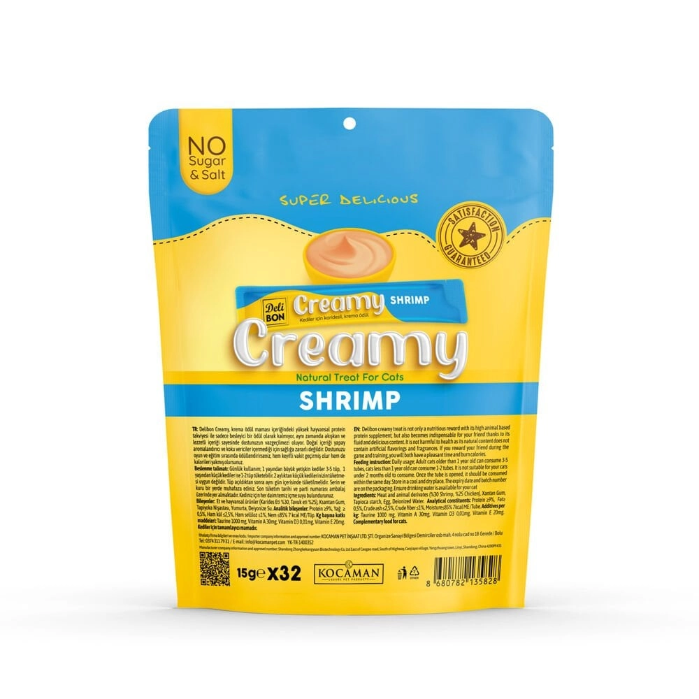 Delibon Creamy Karidesli Sıvı Kedi Ödül Maması 32x15gr