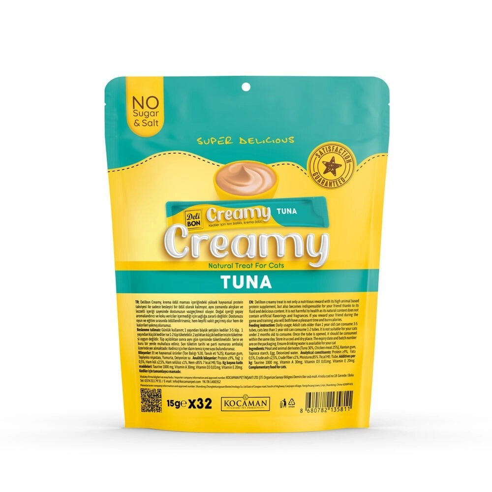 Delibon Creamy Ton Balıklı Sıvı Kedi Ödül Maması 32x15gr