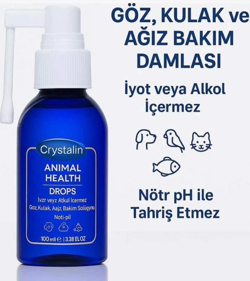 Crystalin Animal Health Drops - Göz Kulak Ağız Bakım Solüsyonu 100 ml