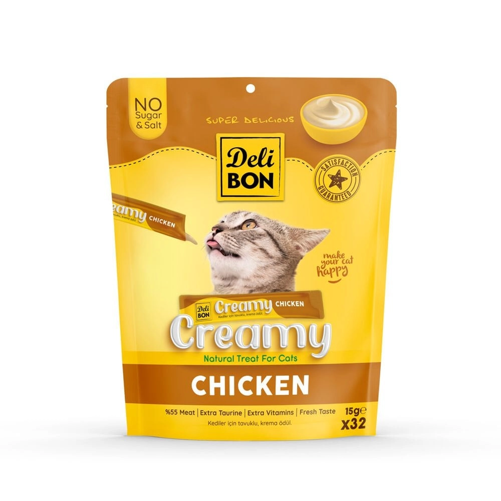 Delibon Creamy Tavuklu Sıvı Kedi Ödül Maması 32x15gr