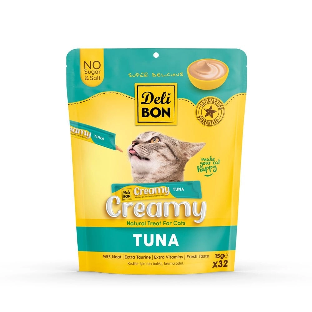 Delibon Creamy Ton Balıklı Sıvı Kedi Ödül Maması 32x15gr