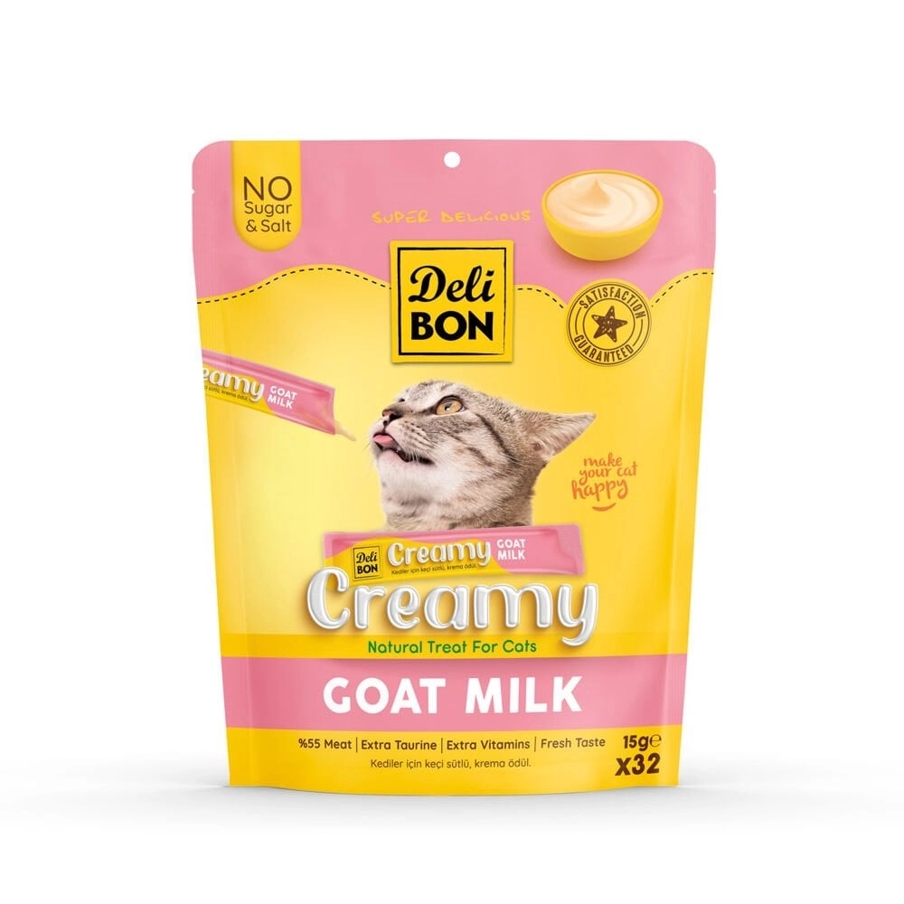 Delibon Creamy Keçi Sütlü Sıvı Kedi Ödül Maması 32x15gr