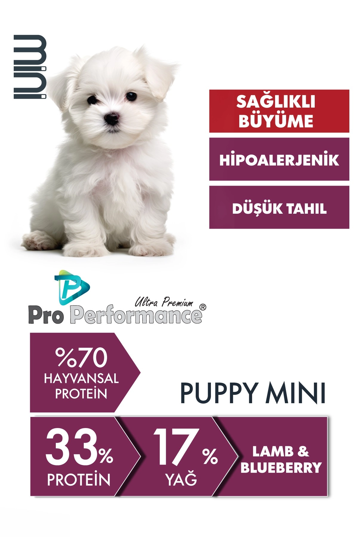 Pro Performance Mini Irk Kuzulu ve Yaban Mersinli Yavru Köpek Maması 2 Kg