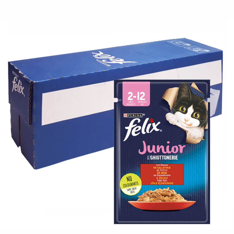 Purina%20Felix%20Pouch%20Junior%20Sığır%20Etli%20Yavru%20Kedi%20Konservesi%2026%20Adet%2085%20gr