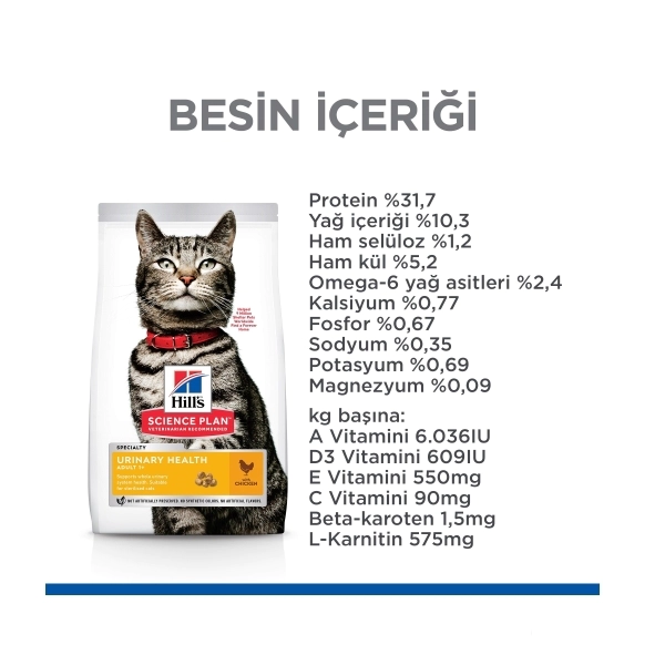 Hill’s SCIENCE PLAN Üriner Sistem Tavuklu Yetişkin Kedi Maması 1,5kg
