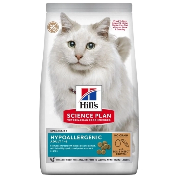 Hill’s SCIENCE PLAN Hipoalerjenik Yumurta ve Böcek Proteinli Tahılsız Yetişkin Kedi Maması 1,5kg
