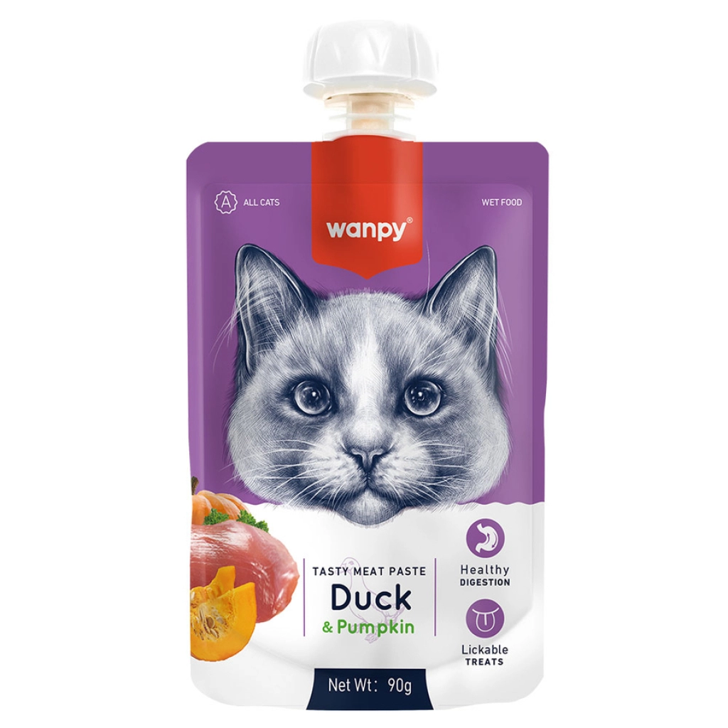 Wanpy Ördekli ve Bal Kabaklı Ezme Kedi Ödül Maması 90gr