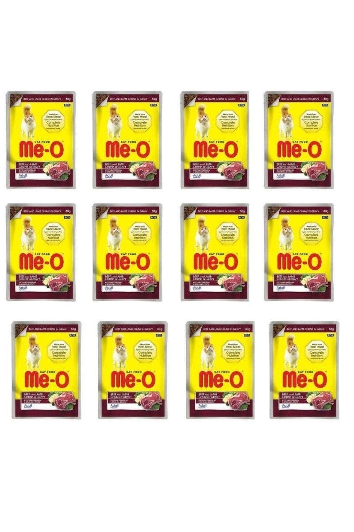 Me-o Pouch Gravy Sığır Ve Kuzu Etli Yetişkin Kedi Konservesi 80 Gr X 12 Adet