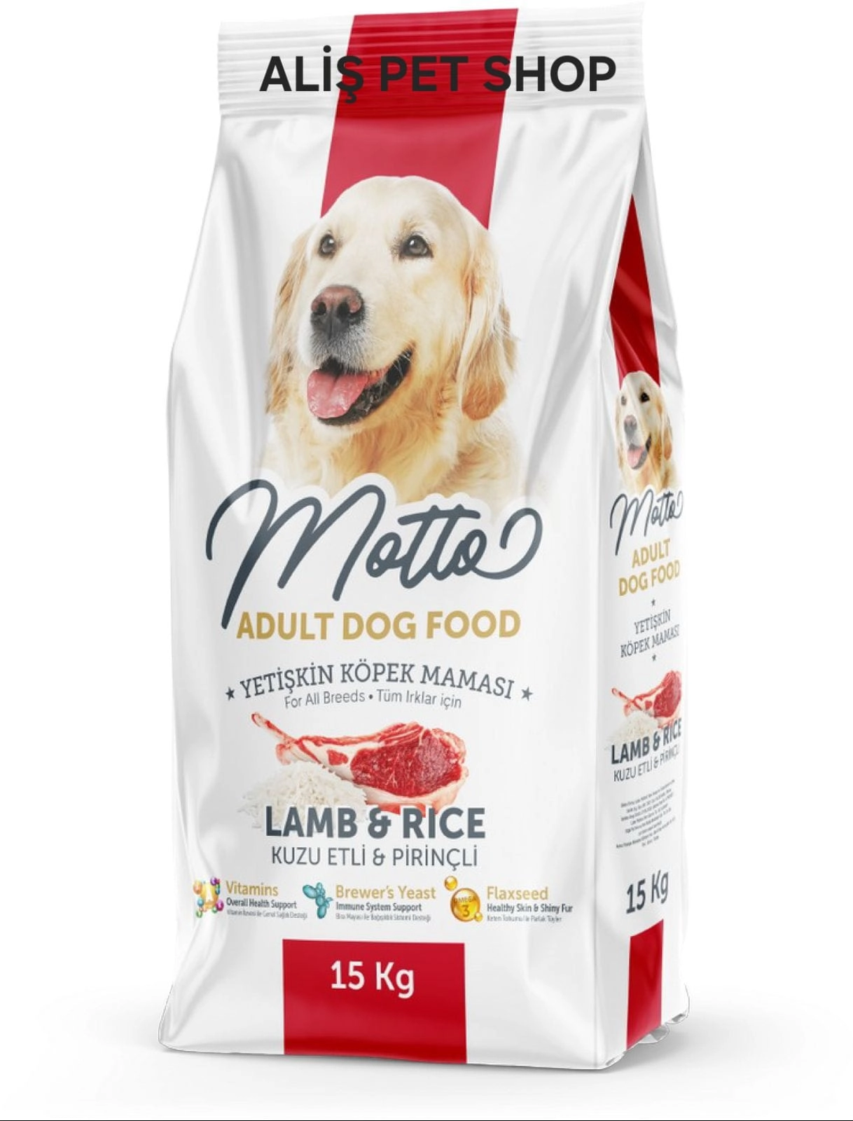 Motto Yetişkin Köpekler İçin Kuzu Etli Pirinçli Kuru Mama