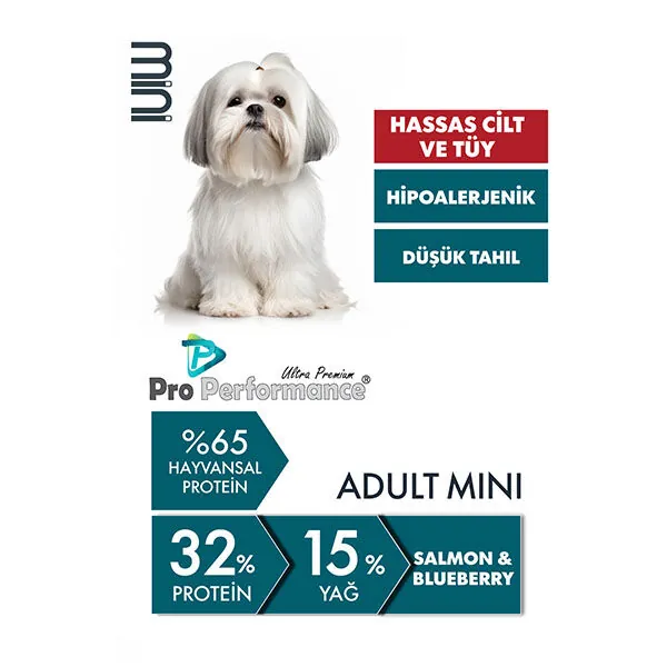 Pro Performance Somonlu ve Yaban Mersinli Uzun Tüylü Küçük Irk Köpek Maması 7 Kg