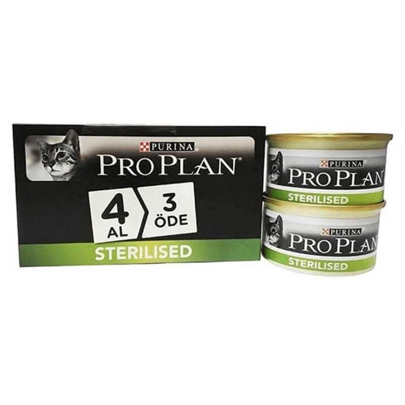 Proplan Sterilised Somonlu Kısırlaştırılmış Kedi Konservesi 85 Gr 4 AL 3 ÖDE