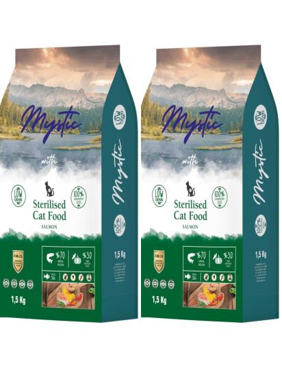 MYSTİC AZ TAHIL YETİŞ. KEDİ MAMA STERİLSOMON 1,5KG X 2 ( 3 KG ÖZEL PEKETLEME )