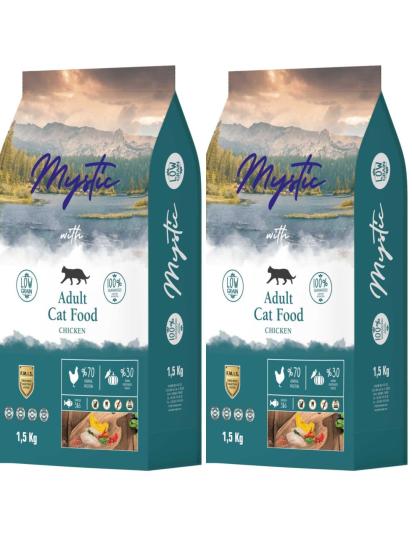 MYSTİC AZ TAHIL YETİŞ. KEDİ MAMASI TAVUKLU 1,5 KG X 2 ( 3 KG ÖZEL PEKETLEME )