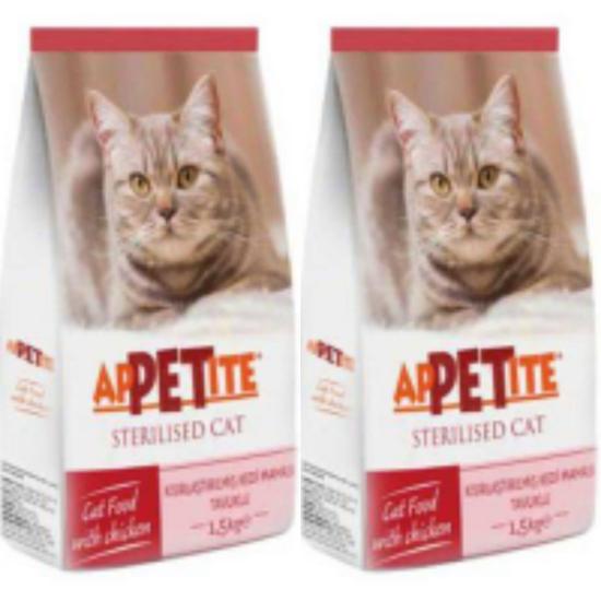 APPETTITE KEDİ MAMASI KISIRLAŞTIRILMIŞ 1.5 KĞ X 2 ( 3 KG ÖZEL PEKETLEME )
