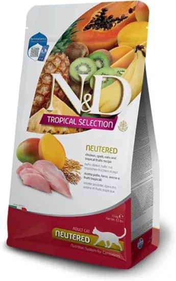N&D Tropical Selection Tavuklu ve Tropikal Meyveli Kısırlaştırılmış Kedi Maması 10kg