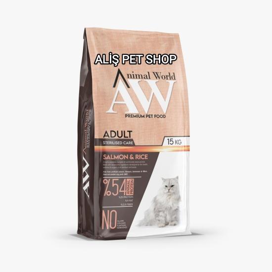 Animal World Sterilised Somonlu Kısırlaştırılmış Kedi Maması 15 kg