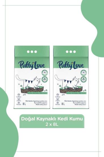 Puffy Love Hayvan Dostu Doğal Kaynaklı Kedi Kumu 8 Lt X2 Adet