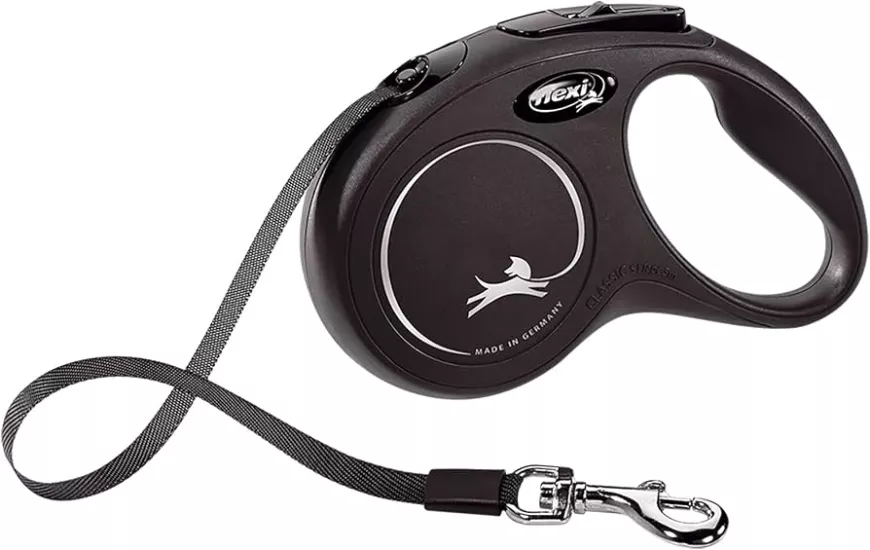 Flexi New Classic Otomatik Şerit Köpek Gezdirme Kayışı 5m (Siyah) [S]