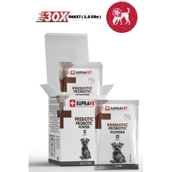Supravet Bağışıklık Güçlendirici Köpekler İçin Toz Probiyotik Ve Prebiyotik Takviyesi 30x1,5 Gr