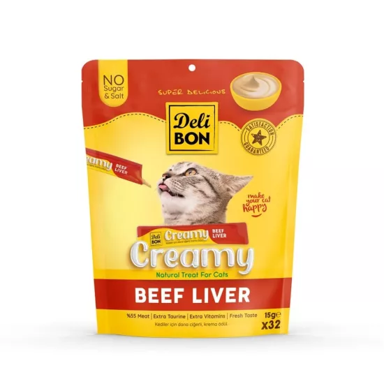 Delibon Creamy Dana Ciğerli Sıvı Kedi Ödül Maması 32x15gr