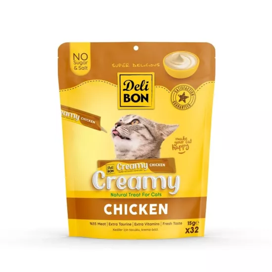 Delibon Creamy Tavuklu Sıvı Kedi Ödül Maması 32x15gr