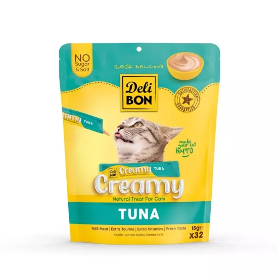Delibon Creamy Ton Balıklı Sıvı Kedi Ödül Maması 32x15gr