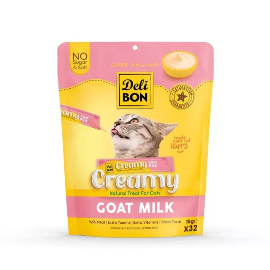 Delibon Creamy Keçi Sütlü Sıvı Kedi Ödül Maması 32x15gr