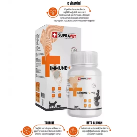 Supravet Kedi ve Köpek Bağışıklık Güçlendirici Immune C-Vitamin Tablet 75’li