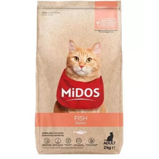 Midos Balıklı ve Pirinçli Kısırlaştırılmış Kedi Maması 2 Kg