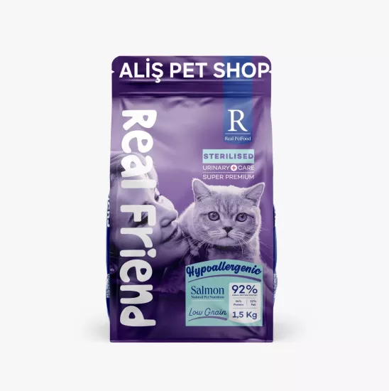 REAL FRİEND Kısırlaştırılmış Yetişkin Kediler İçin Tam Ve Dengeli Somonlu Kedi Maması 1.5 Kg
