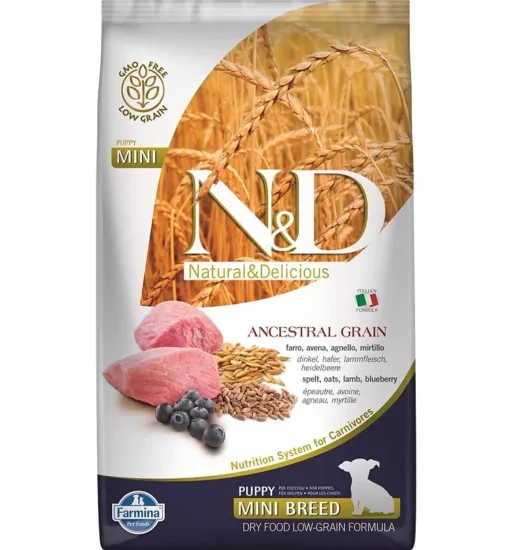 N&D Ancestral Grain Kuzu Etli ve Yaban Mersinli Küçük Irk Ata Tahıllı Yavru Köpek Maması 2,5kg