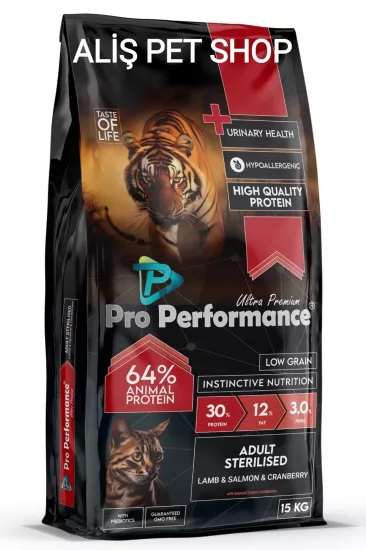 Pro Performance Kızlıcıklı Kuzulu Karidesli ve Somonlu Kısırlaştırılmış Kedi Maması 15 Kg
