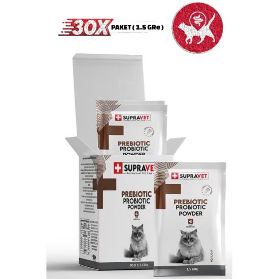 Supravet Toz Probiyotik + Prebiyotik Kedi Bağışıklık Sistemi Güçlendirici 30 ADET X 1.5 GR